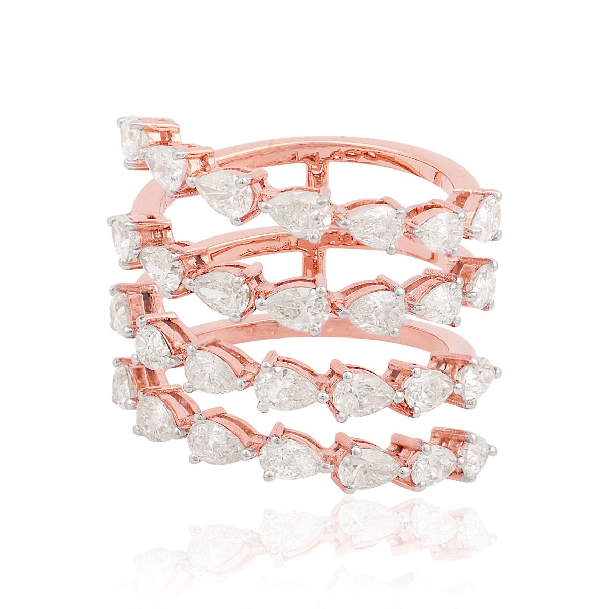 18k Rose Gold 3.05 TCW SI Clarity HI Color Diamond Wrap Ring For Women