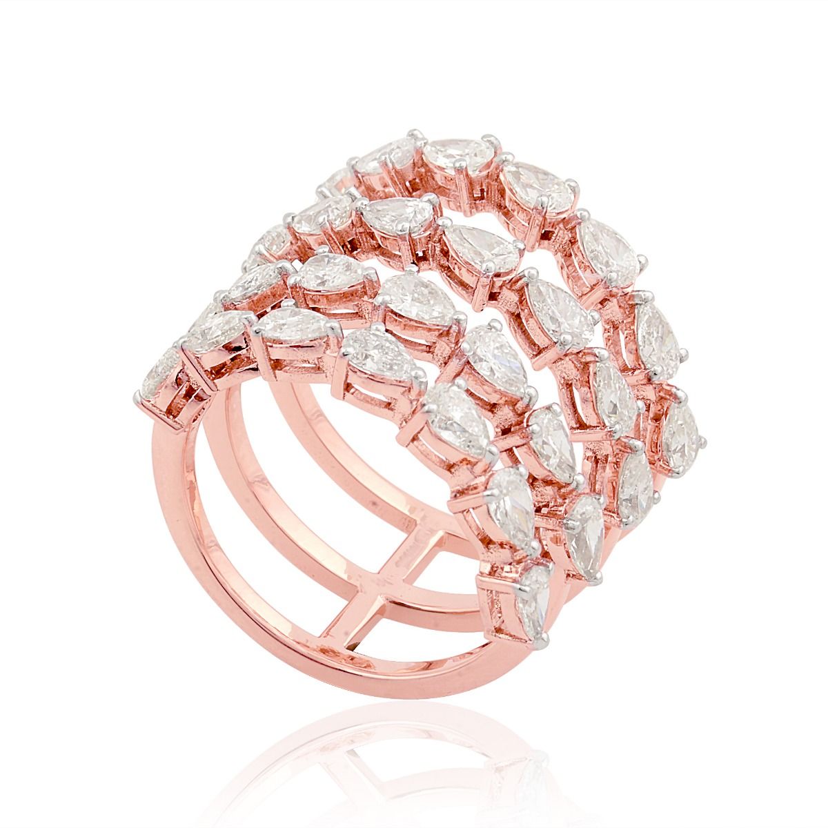 18k Rose Gold 3.05 TCW SI Clarity HI Color Diamond Wrap Ring For Women