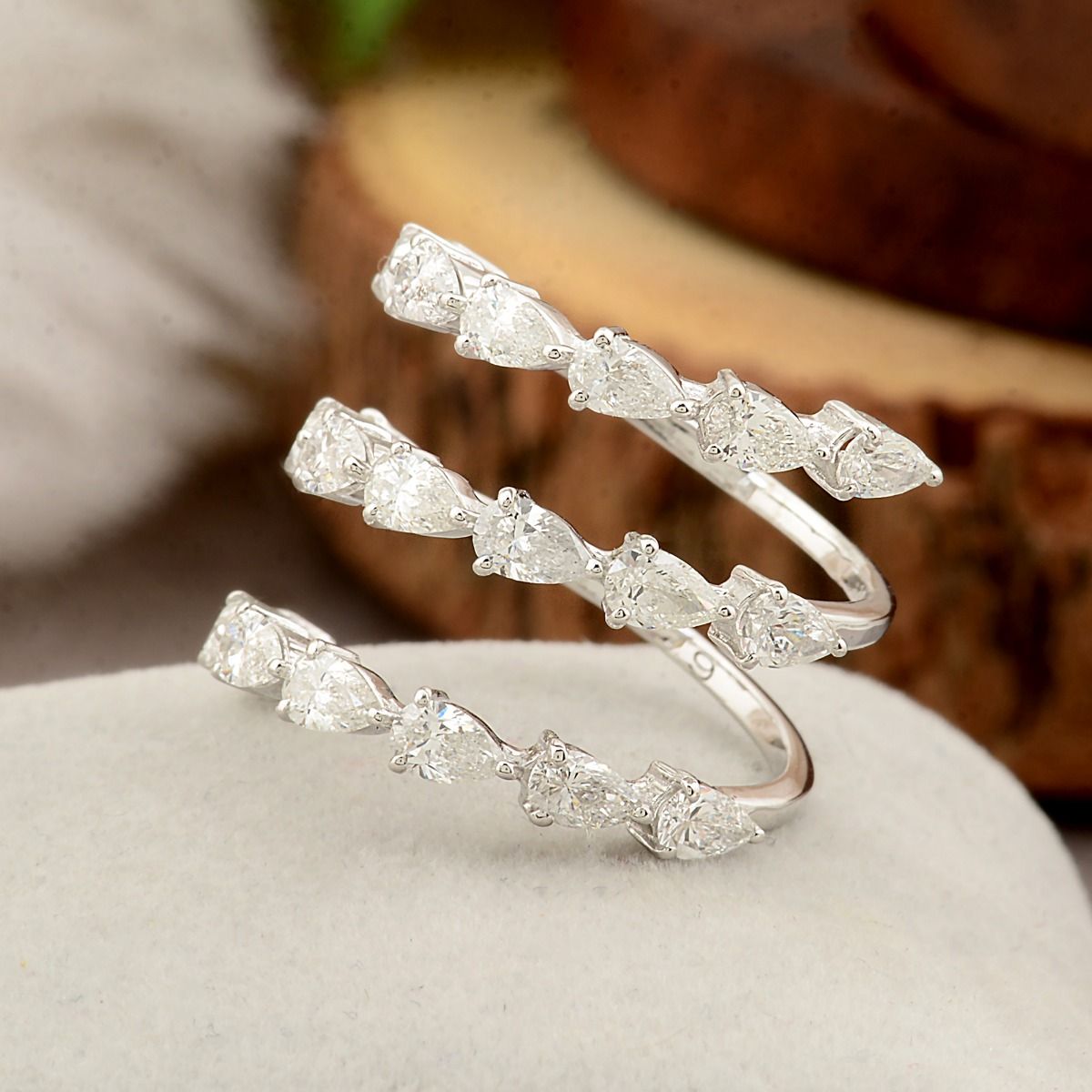 18k White Yellow 2.50 TCW SI Clarity HI Color Diamond Spiral Ring For Women