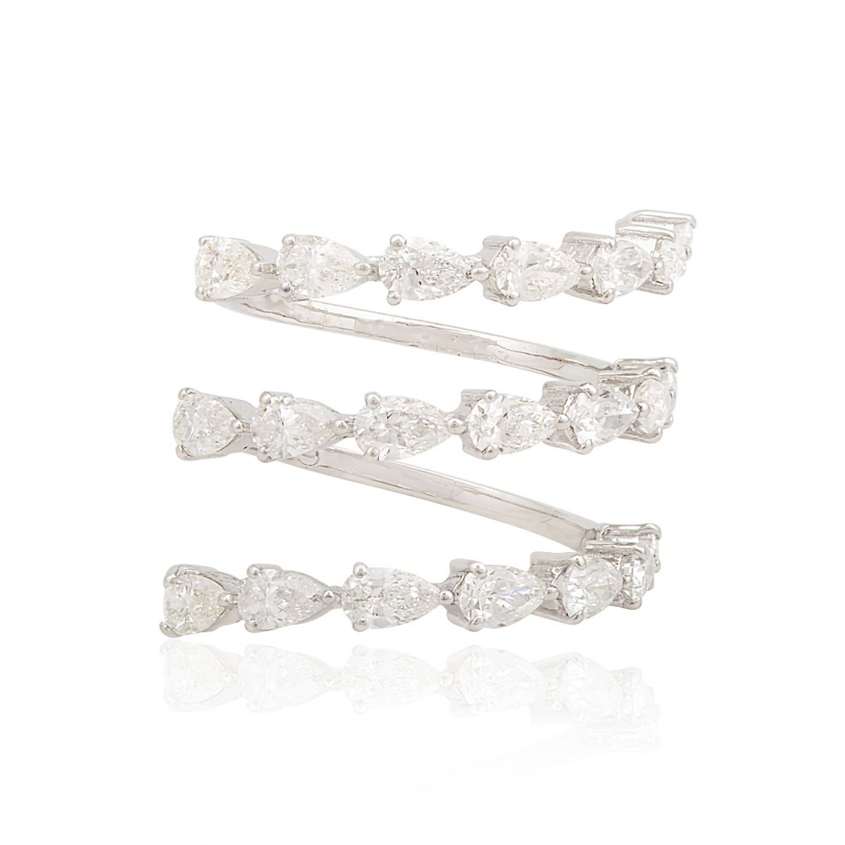 18k White Yellow 2.50 TCW SI Clarity HI Color Diamond Spiral Ring For Women