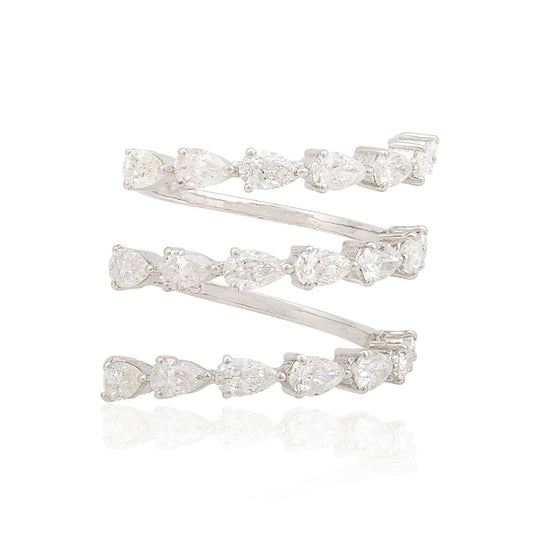 18k White Yellow 2.50 TCW SI Clarity HI Color Diamond Spiral Ring For Women