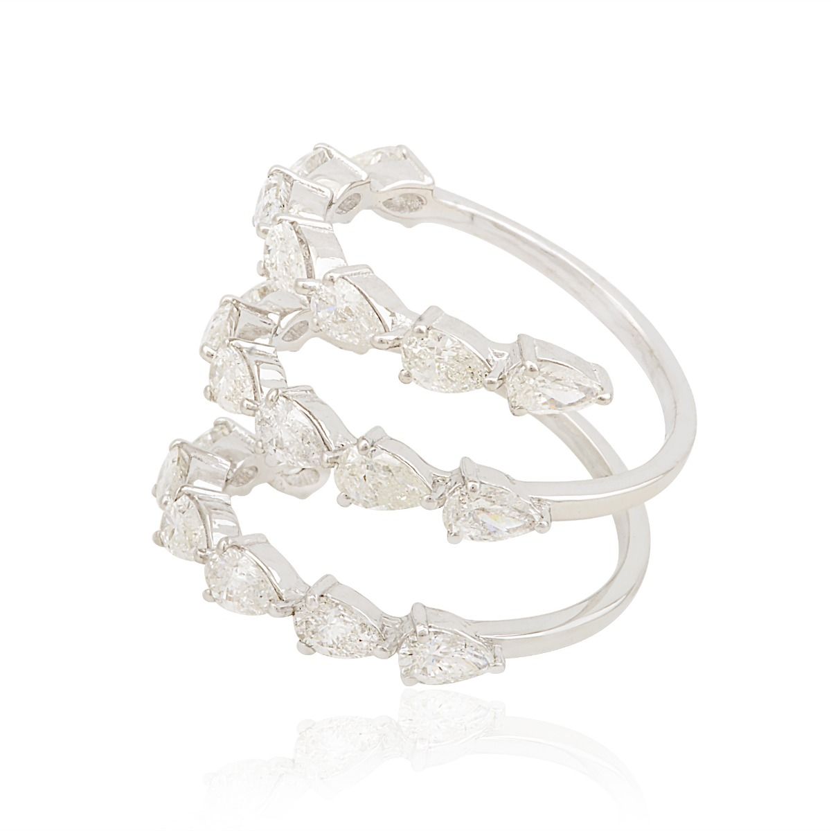 18k White Yellow 2.50 TCW SI Clarity HI Color Diamond Spiral Ring For Women