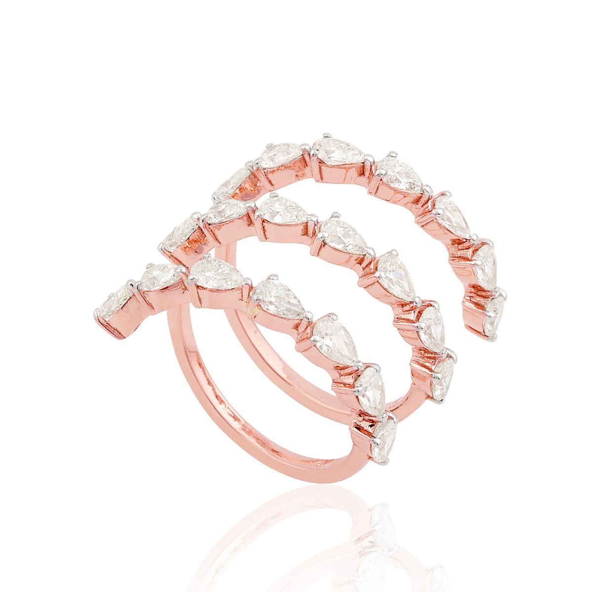 18k Rose Gold 2.30 TCW SI Clarity HI Color Diamond Spiral Ring Gift For Women
