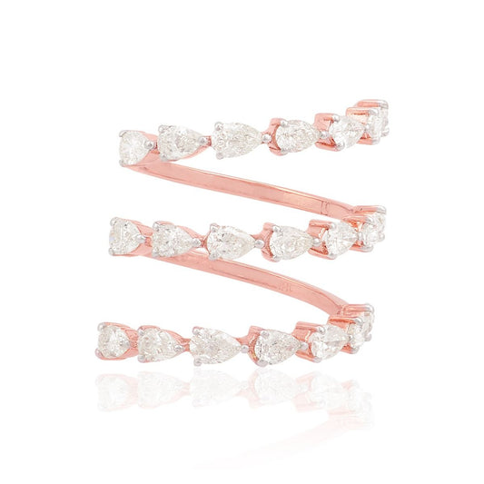 18k Rose Gold 2.30 TCW SI Clarity HI Color Diamond Spiral Ring Gift For Women
