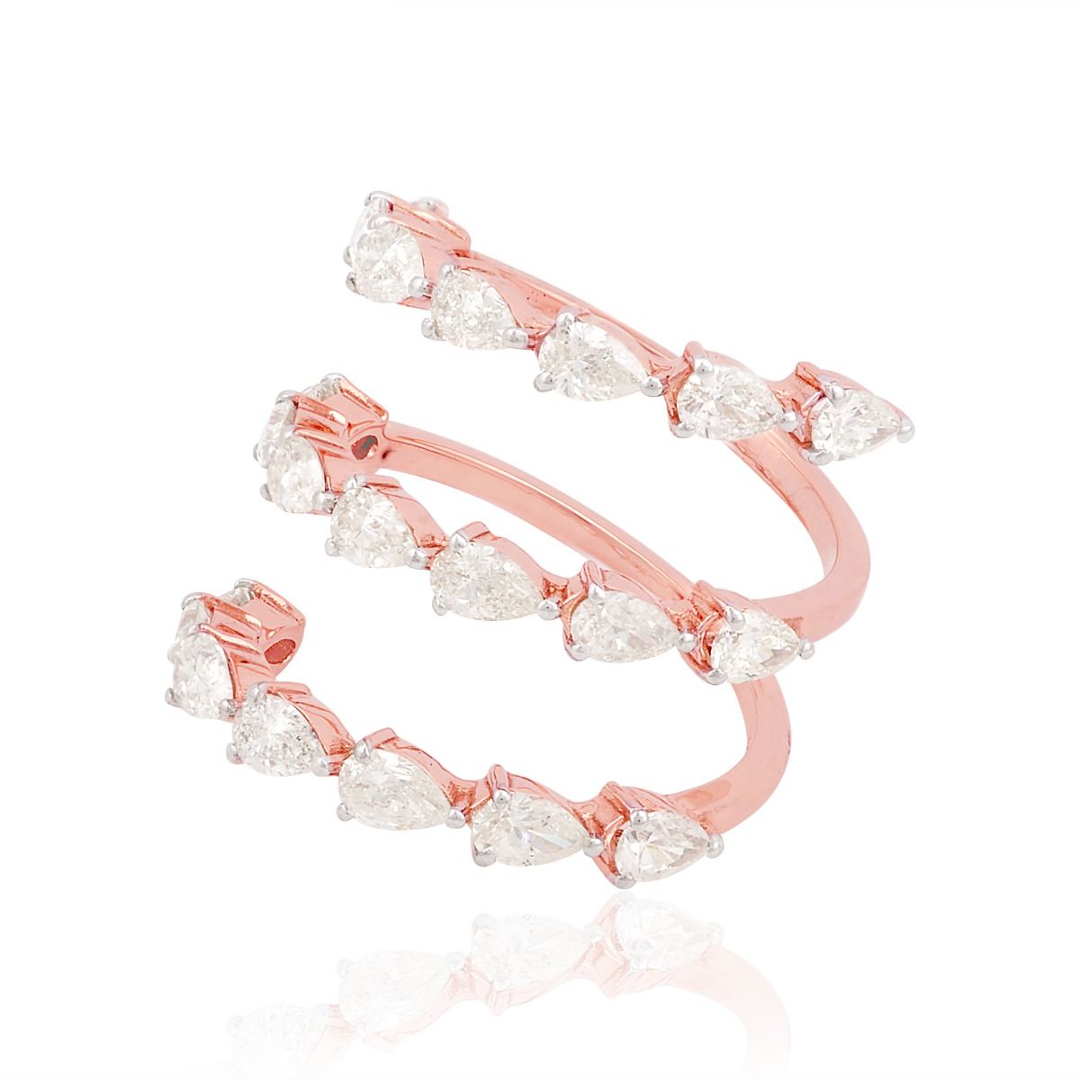 18k Rose Gold 2.30 TCW SI Clarity HI Color Diamond Spiral Ring Gift For Women