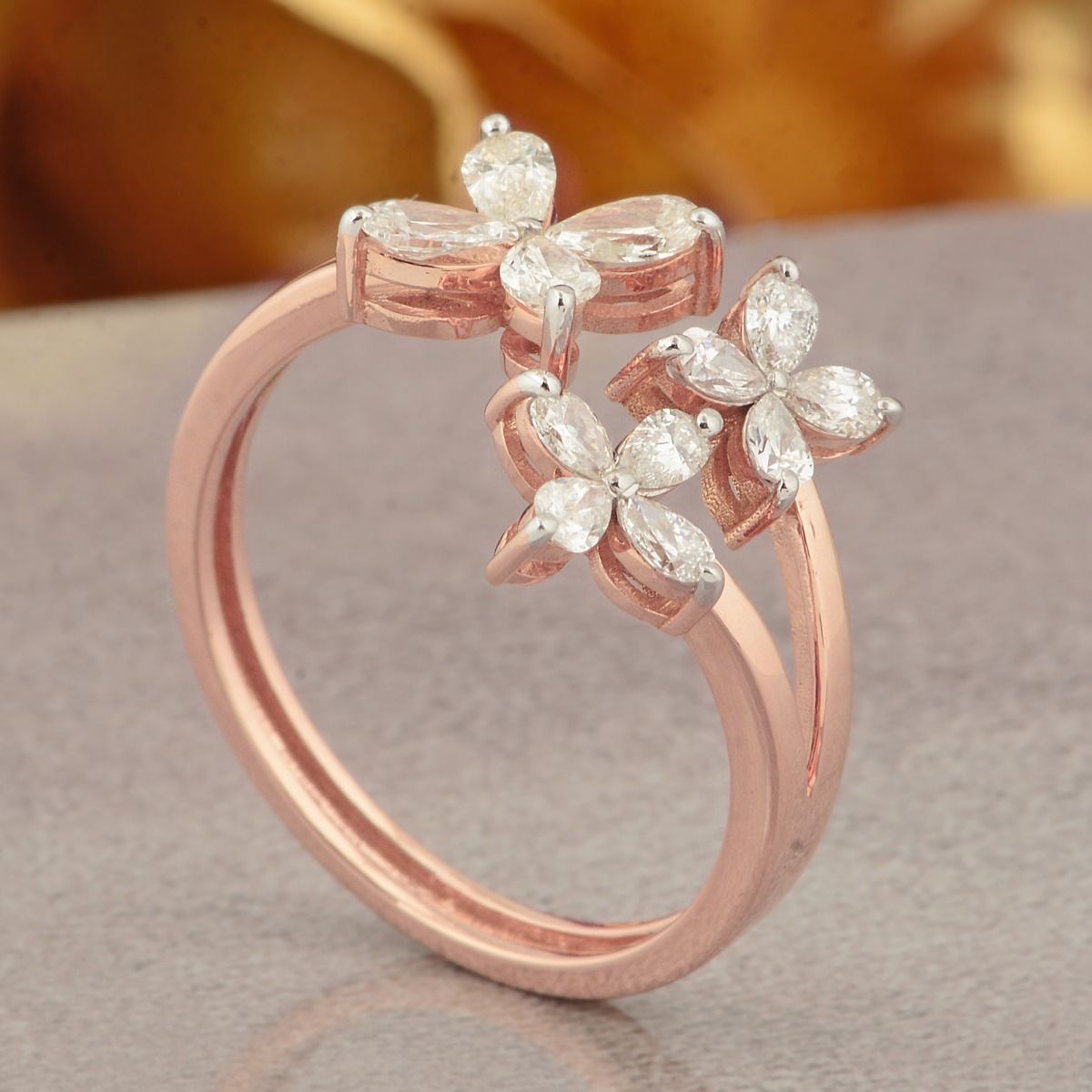 18k Rose Gold 0.68 Ct. SI Clarity HI Color Diamond Ring |Cuff Ring |Diamond Cuff Ring |Open Ring |Jewelry For Women