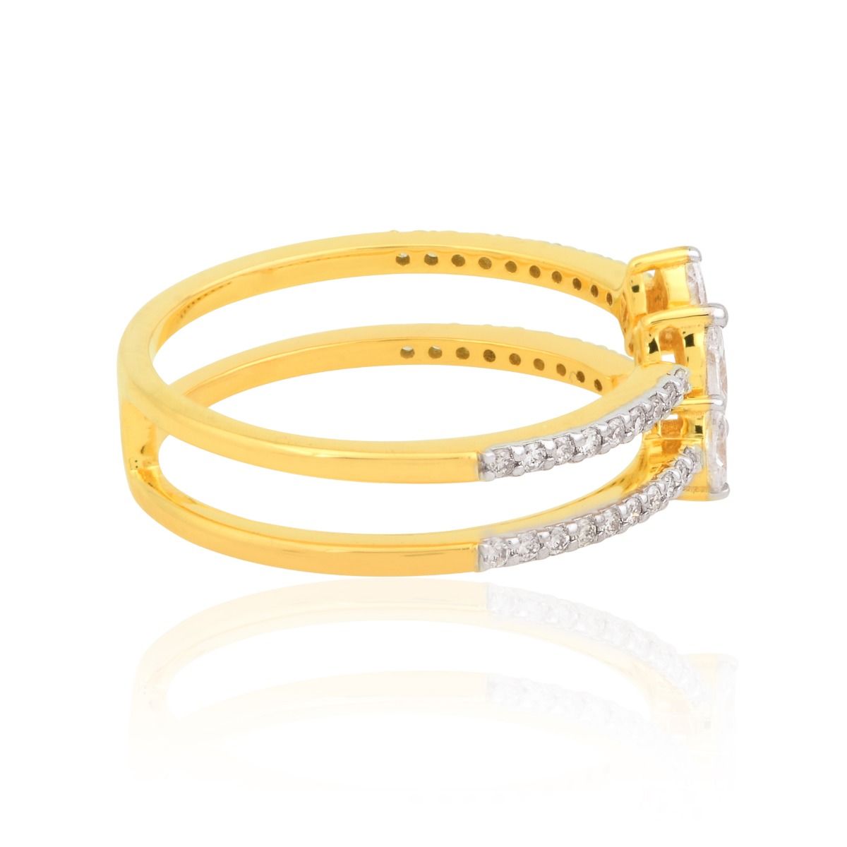 18k Yellow Gold 0.41 TCW SI Clarity HI Color Marquise Diamond Cuff Band Ring Jewelry For Women