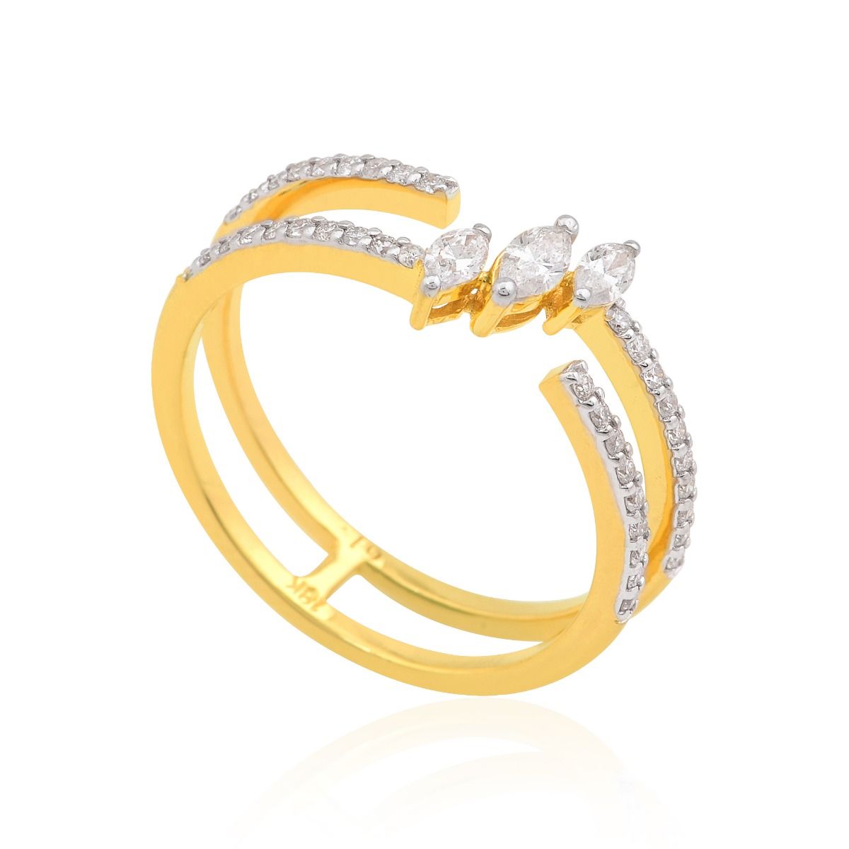 18k Yellow Gold 0.41 TCW SI Clarity HI Color Marquise Diamond Cuff Band Ring Jewelry For Women