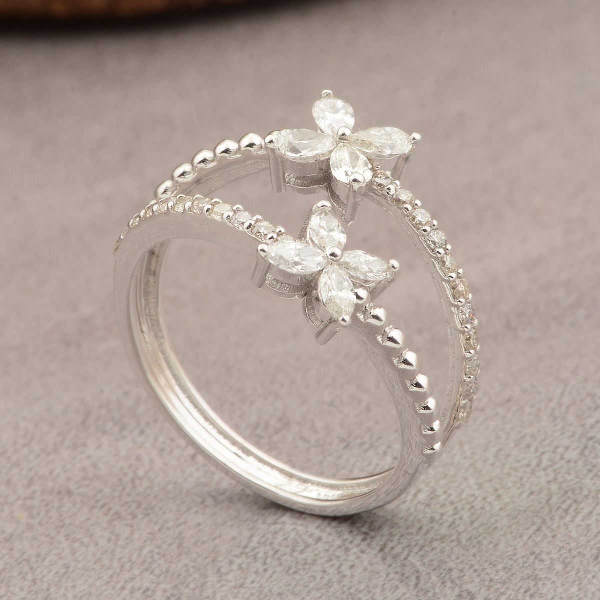 0.73 TCW SI/HI Marquise Diamond Floral Ring White 18K Gold Jewelry | Birthday Gif Ring Jewelry for Her