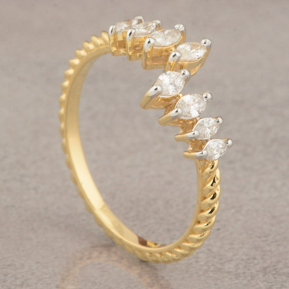 18k Yellow Gold 0.34 TCW SI Clarity HI Color Marquise Diamond Cuff Ring |Open Ring |Jewelry For Women |PArty Wear Ring |Anniversary Gift For Her