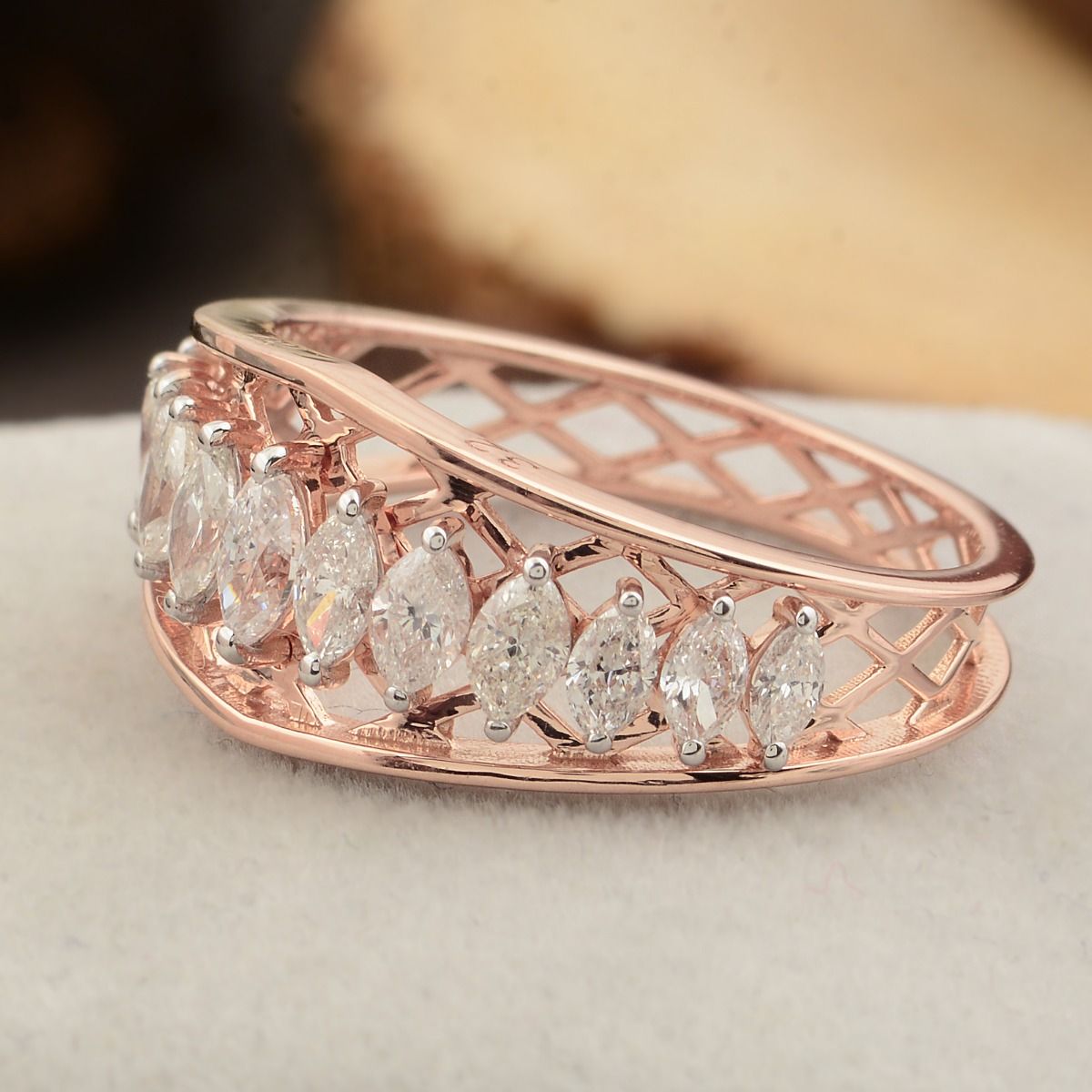 18k Rose Gold 0.85 TCW SI Clarity HI Color Diamond Party Wear Statement Ring Anniversary Gift For Her Jewelry For Women