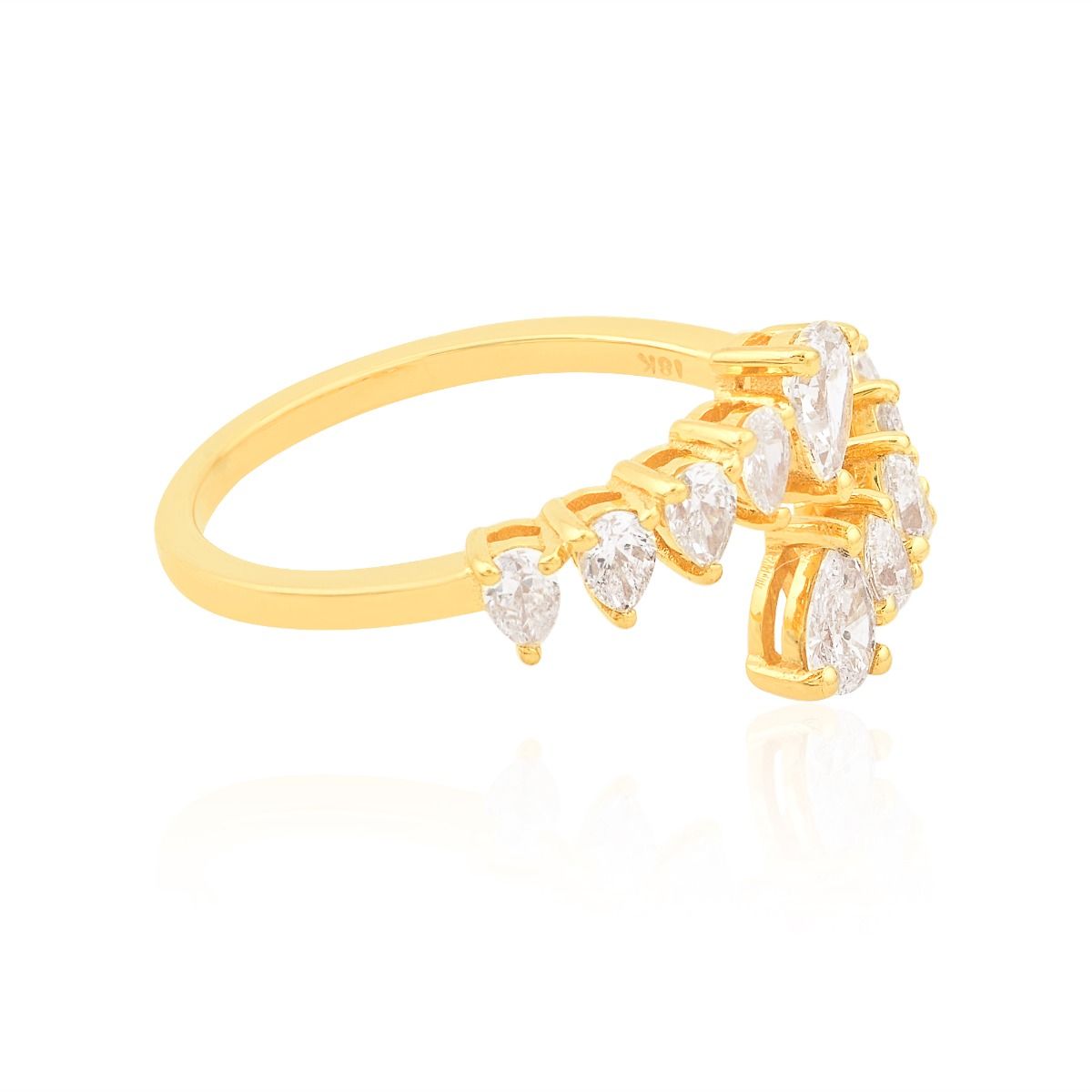 Yellow 18K Gold Stackable Ring 0.90 TCW Pear SI/HI Diamond Handmade Jewelry | Party Wear Ring for Women