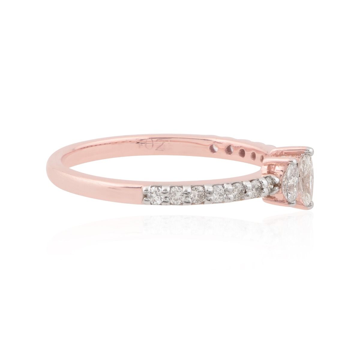 Solid 18k Rose Gold 0.50 Carats SI Clarity HI Color Marquise & Tear Drop Diamond Promise Ring For Her , Jewelry For Women