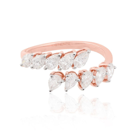 Elegant Cuff Ring For Your Loved Once 1.30 TCW SI Clarity HI Color Diamond Made In 18k Rose Gold Jewelry For Women