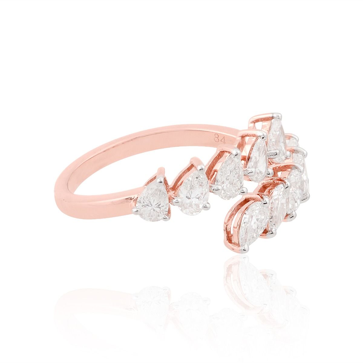 Elegant Cuff Ring For Your Loved Once 1.30 TCW SI Clarity HI Color Diamond Made In 18k Rose Gold Jewelry For Women