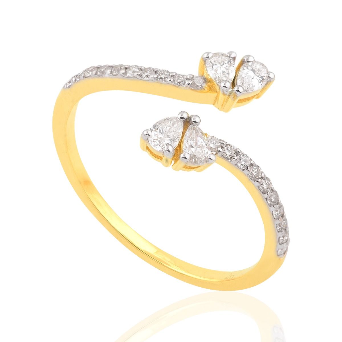 18k Yellow Gold 0.42 Carats SI Clarity HI Color Diamond Ring |Cuff Ring |Pear Diamond Ring |Party Wear Ring |Birthday Gift |Jewelry For Women