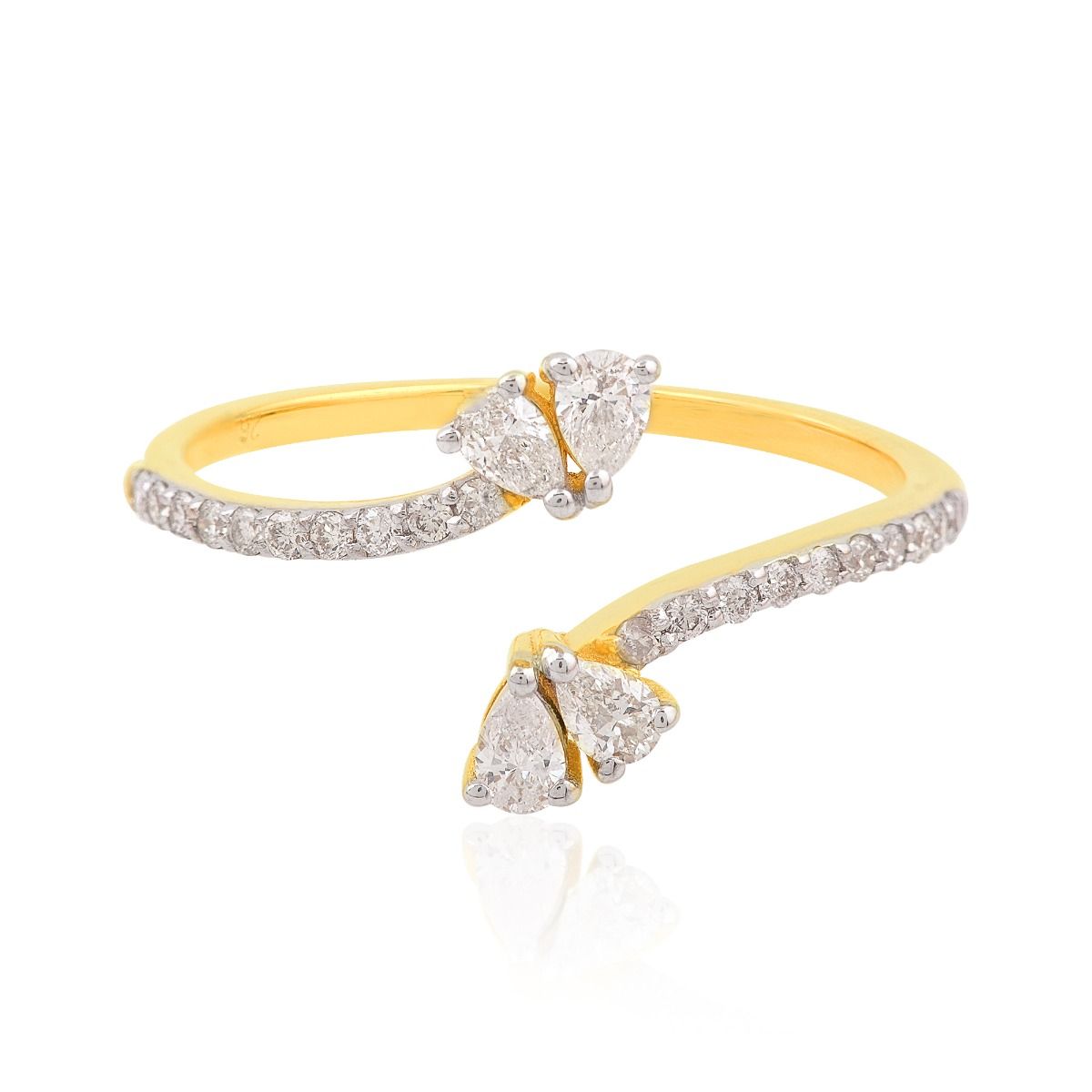 18k Yellow Gold 0.42 Carats SI Clarity HI Color Diamond Ring |Cuff Ring |Pear Diamond Ring |Party Wear Ring |Birthday Gift |Jewelry For Women