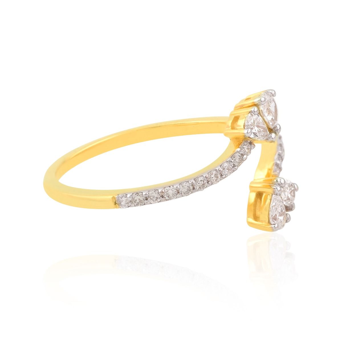 18k Yellow Gold 0.42 Carats SI Clarity HI Color Diamond Ring |Cuff Ring |Pear Diamond Ring |Party Wear Ring |Birthday Gift |Jewelry For Women