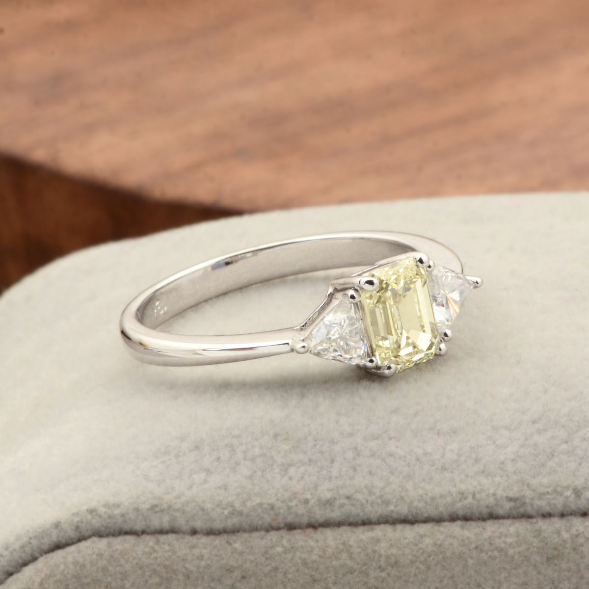 1.53 TCW Natural SI/HI Diamond Three Gemstone Ring 18K White Gold | Fine Ring Jewelry for Women