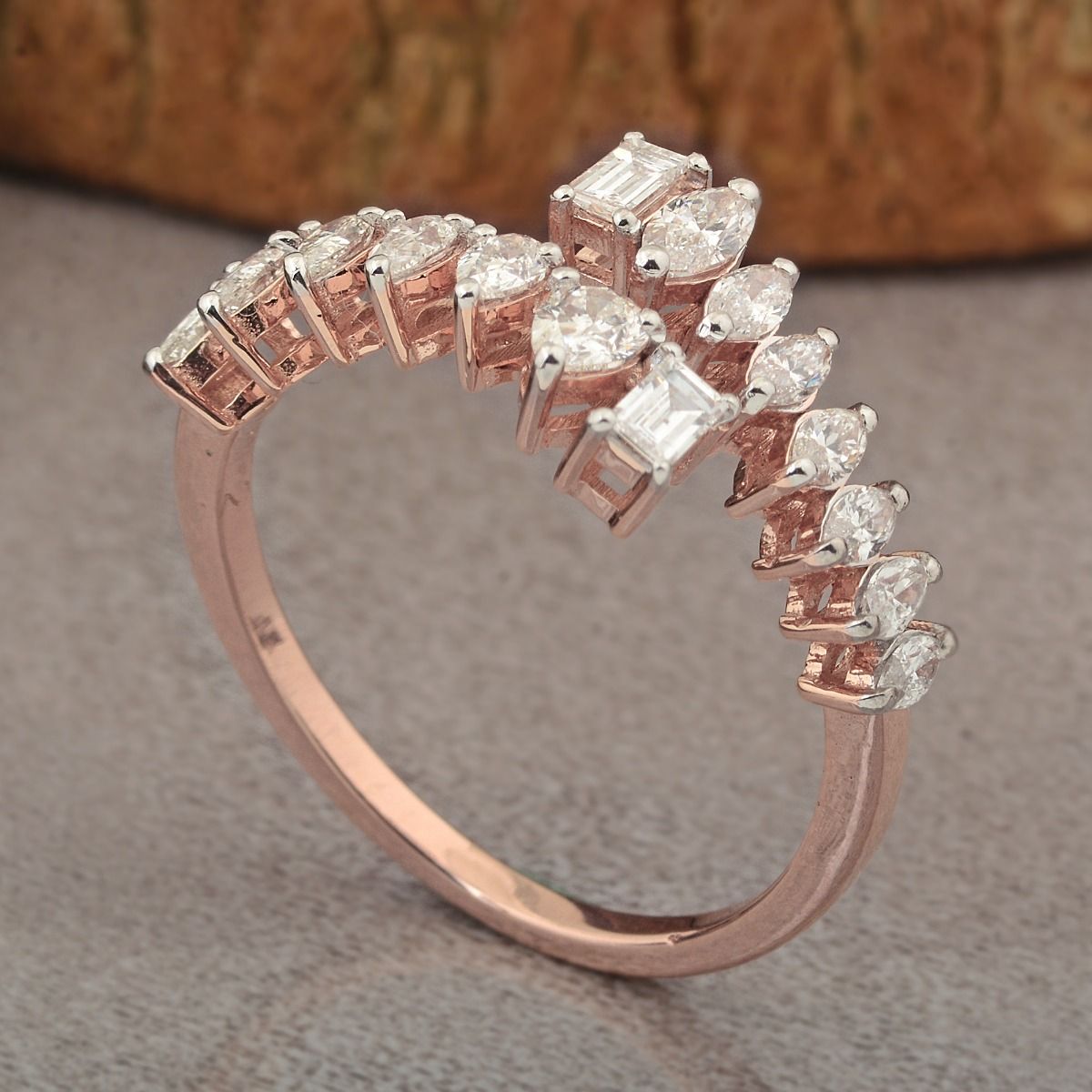 18k Rose Gold 0.84 Carats SI Clarity HI Color Diamond Ring |Cuff Ring |Open Ring |Party Wear Ring |Gold Ring |Jewelry For Women