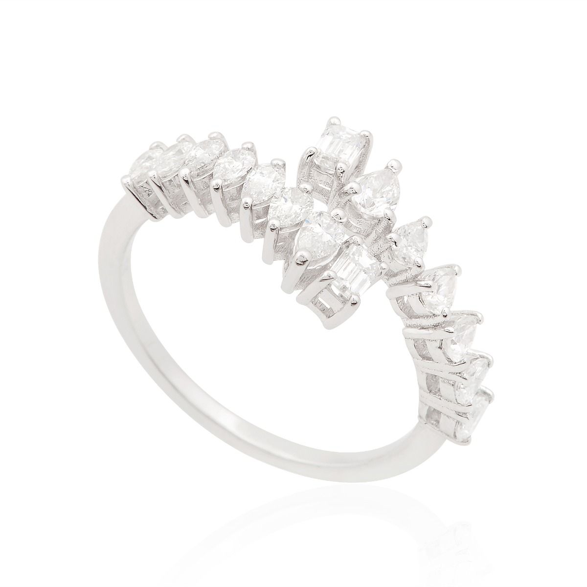 0.87 TCW Si/Hi Diamond Multi Stone Open Band Ring White 18K Gold | Birthday Gift Ring Jewelry for Her