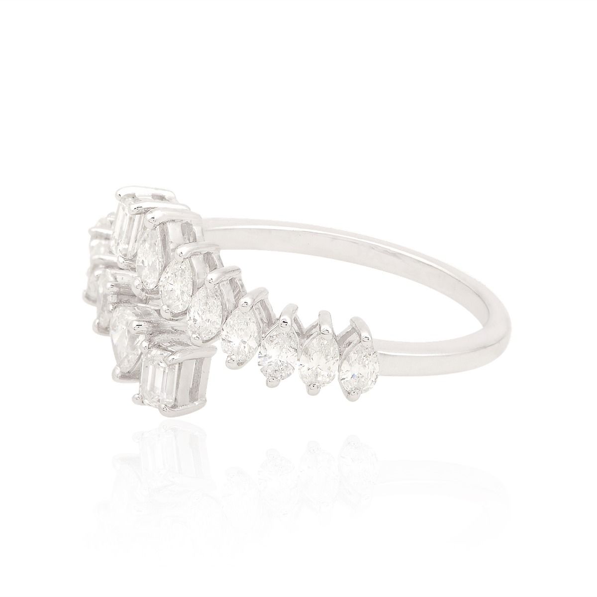 0.87 TCW Si/Hi Diamond Multi Stone Open Band Ring White 18K Gold | Birthday Gift Ring Jewelry for Her