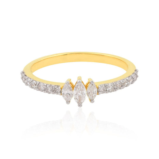 0.46 Ct. SI Clarity HI Color Diamond in 18k Yellow Gold Three Marquise Diamond Ring For Her |Gift For Mom|Jewelry For Women