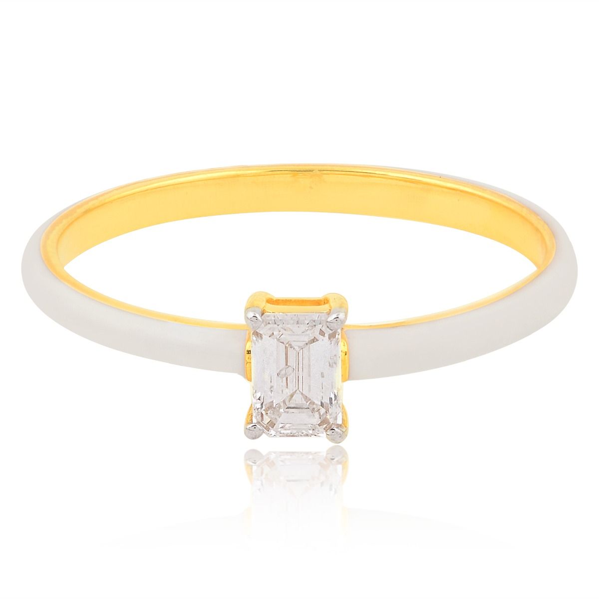 0.26 TCW Diamond Solitaire Ring 18K Yellow Gold Enamel Jewelry | Fine Ring Jewelry for Women