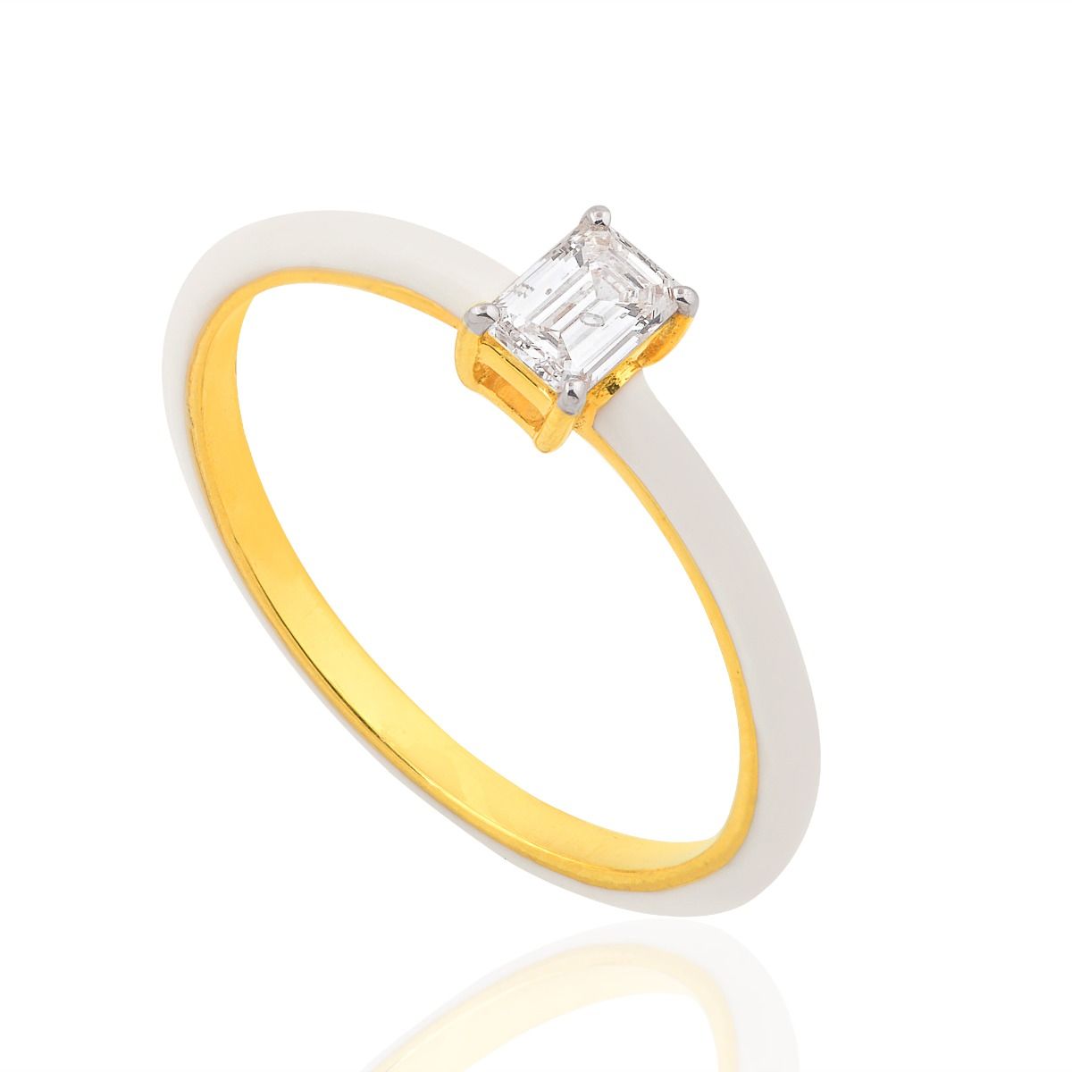 0.26 TCW Diamond Solitaire Ring 18K Yellow Gold Enamel Jewelry | Fine Ring Jewelry for Women