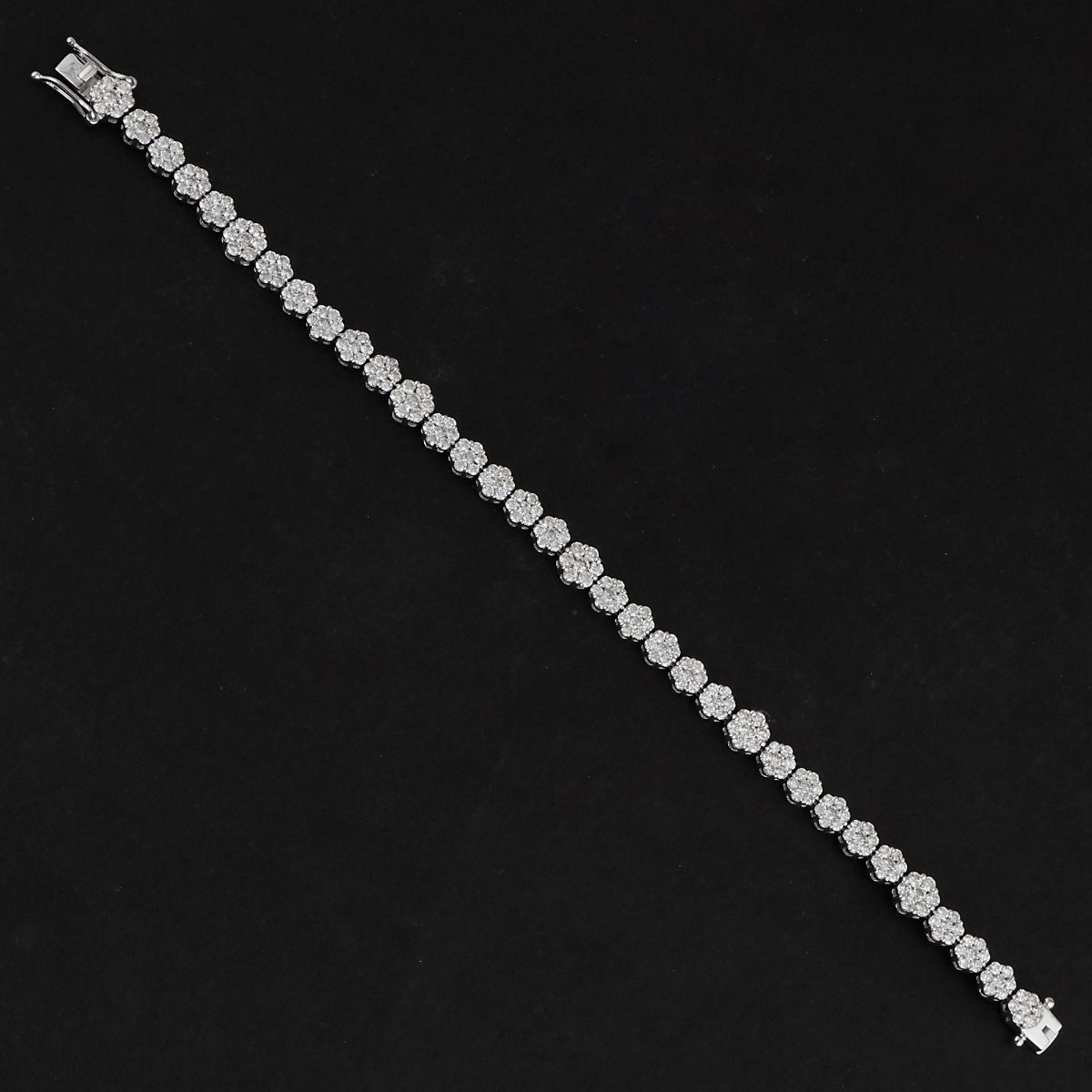 Solid 14 Kt White Gold Small Big SI Clarity HI Color Pave Diamond Dainty Bracelet