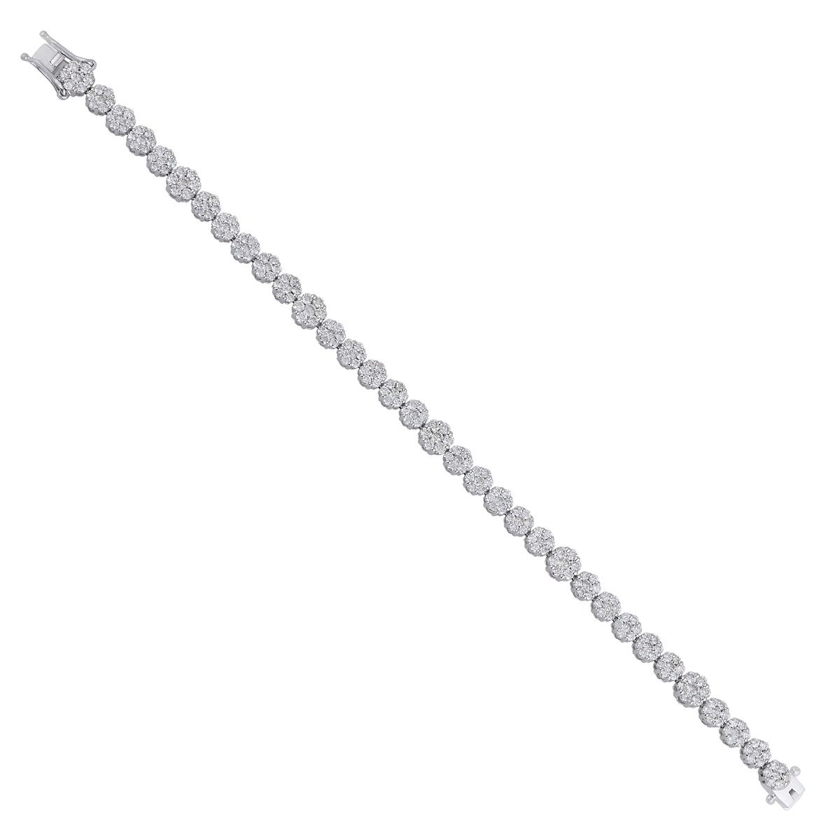 Solid 14 Kt White Gold Small Big SI Clarity HI Color Pave Diamond Dainty Bracelet