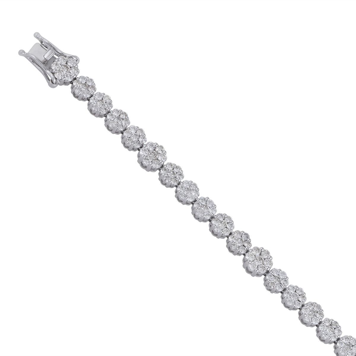 Solid 14 Kt White Gold Small Big SI Clarity HI Color Pave Diamond Dainty Bracelet