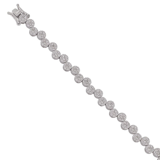 Solid 14 Kt White Gold SI Clarity HI Color Pave Diamond Dainty Bracelet