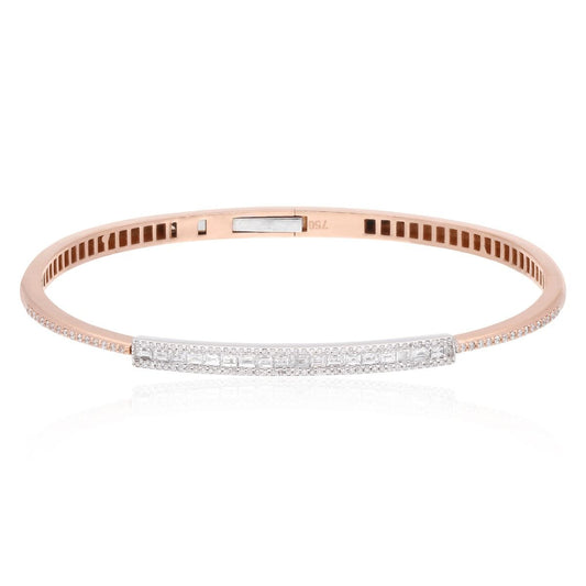 18k Rose Gold Handmade Bangle Bracelet Natural 0.68 Carat Hi Color Si Clarity Diamond Jewelry Birthday Gift