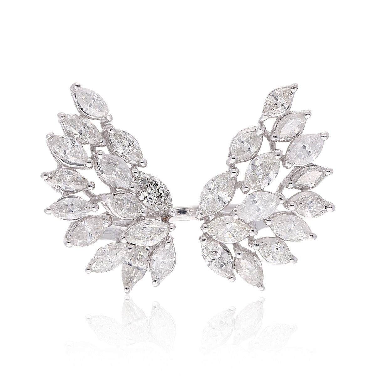 18k White Gold Handmade Cocktail Ring Natural 2.27 Carat HI/SI Marquise Diamond Jewelry