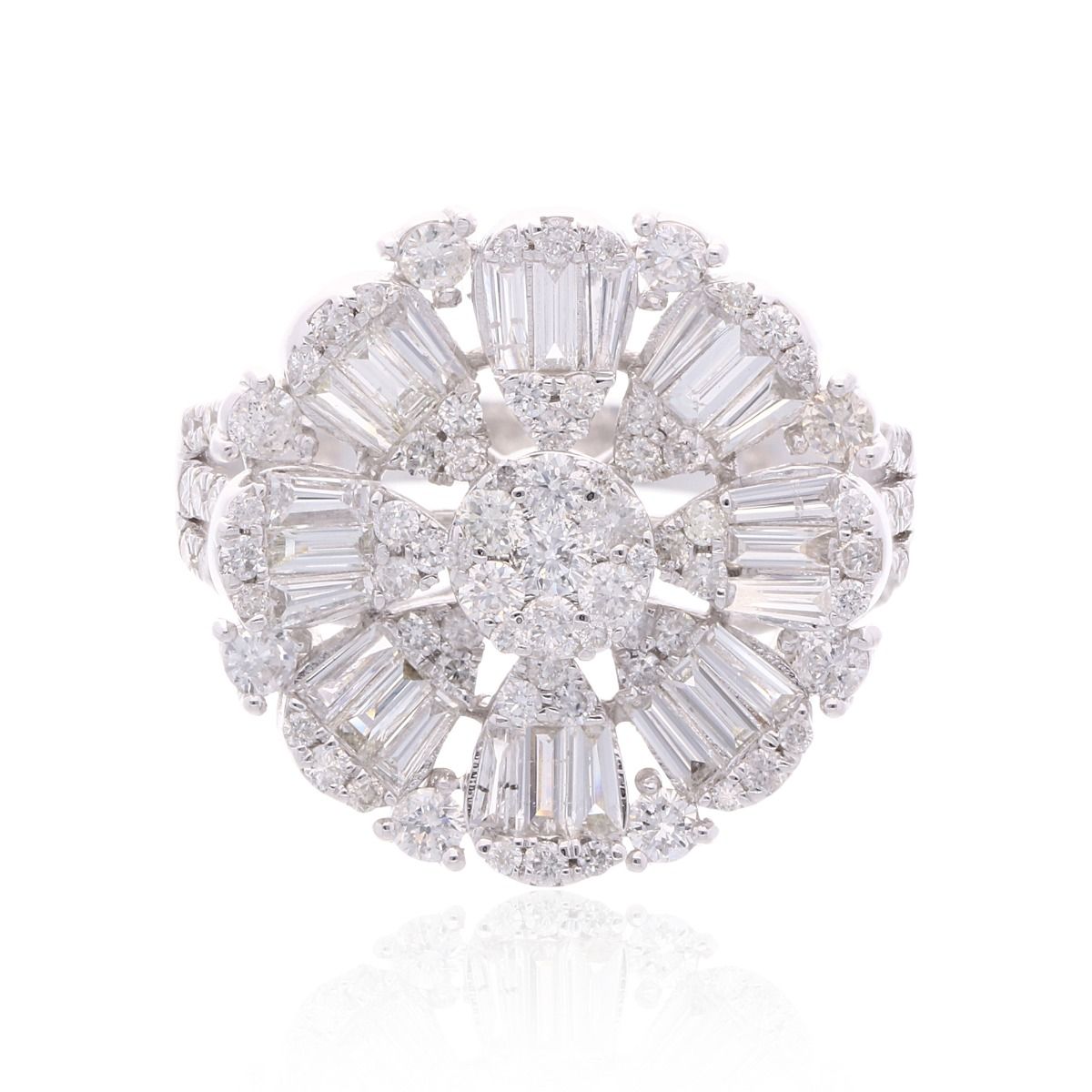 Natural 2.15 Carat HI/SI Diamond Floral Ring Solid 18k White Gold Handmade Jewelry Anniversary Gift For Her