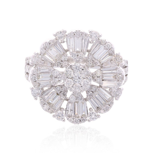 Natural 2.15 Carat HI/SI Diamond Floral Ring Solid 18k White Gold Handmade Jewelry Anniversary Gift For Her