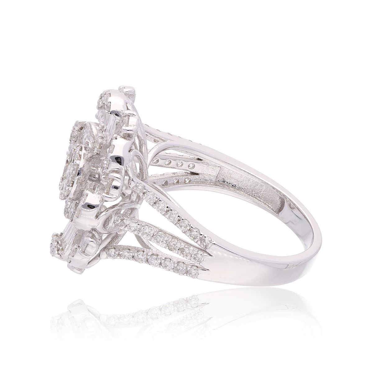 Natural 2.15 Carat HI/SI Diamond Floral Ring Solid 18k White Gold Handmade Jewelry Anniversary Gift For Her