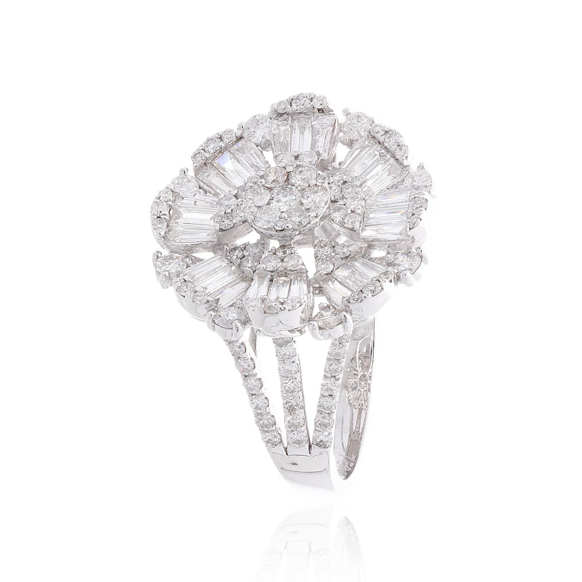 Natural 2.15 Carat HI/SI Diamond Floral Ring Solid 18k White Gold Handmade Jewelry Anniversary Gift For Her