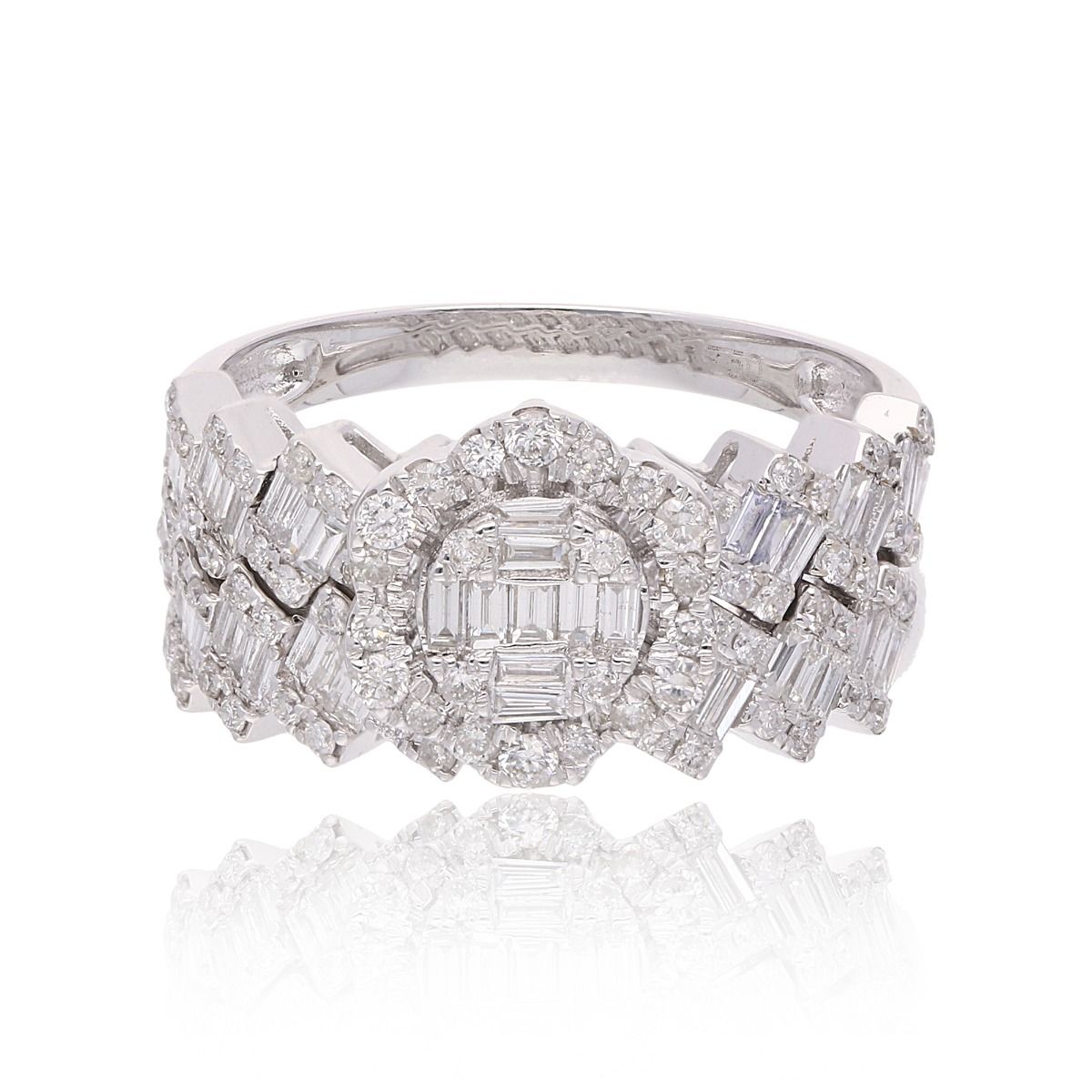 18k White Gold Handmade Stackable Ring Set Natural 1.50 Carat HI/SI Diamond Engagement Ring