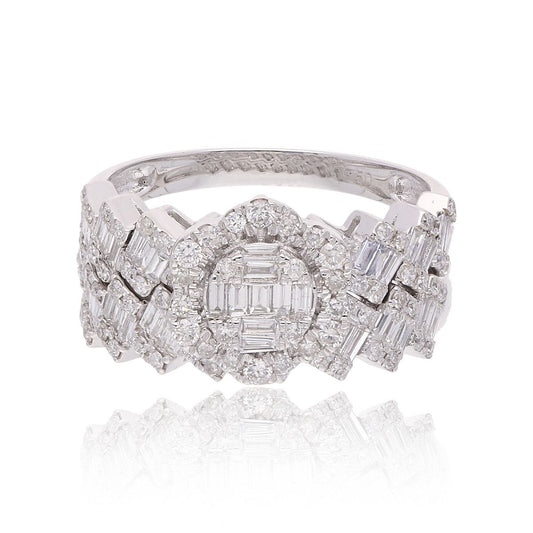 18k White Gold Handmade Stackable Ring Set Natural 1.50 Carat HI/SI Diamond Engagement Ring