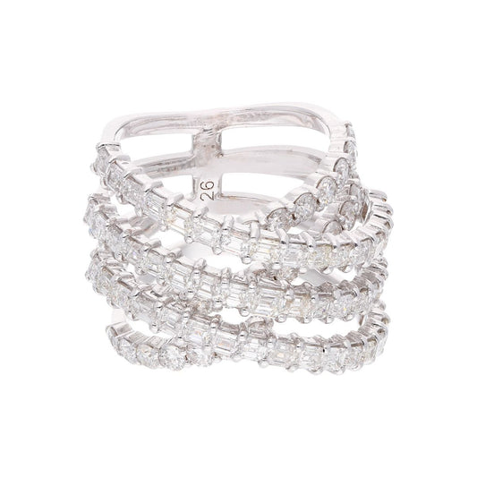 Natural 4.40 Carat HI/SI Diamond Spiral Wrap Ring Solid 18k White Gold Handmade Jewelry