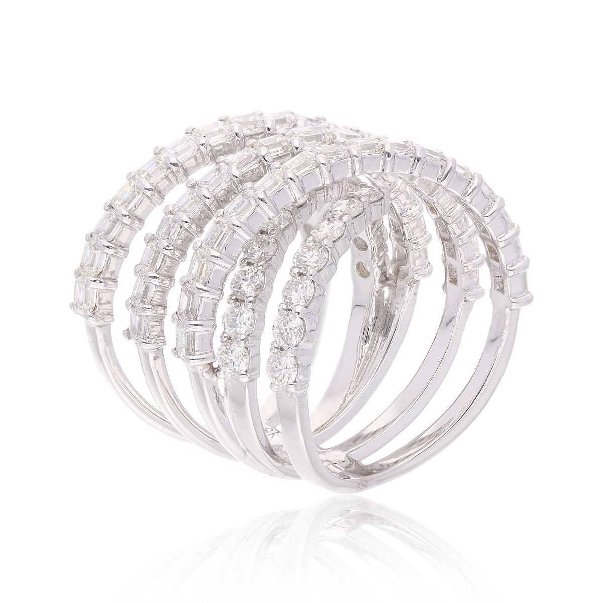 Natural 4.40 Carat HI/SI Diamond Spiral Wrap Ring Solid 18k White Gold Handmade Jewelry