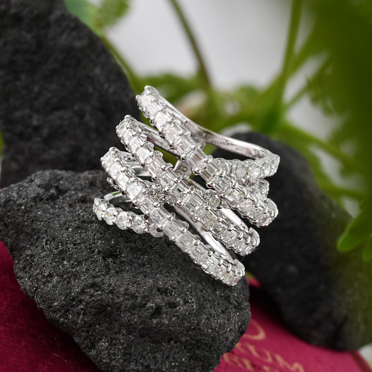 Natural 4.40 Carat HI/SI Diamond Spiral Wrap Ring Solid 18k White Gold Handmade Jewelry