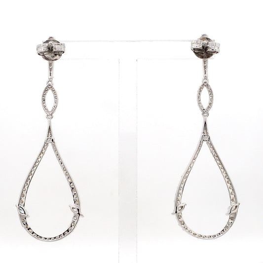 1.70 Ct SI/HI Marquise Round Diamond Dangle Earrings 14K White Gold Fine Jewelry