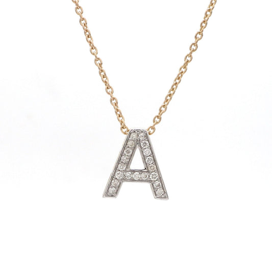 Alphabet A 0.11 TCW Solid 14 Kt Yellow Gold SI Clarity HI Color Diamond Charm Pendant