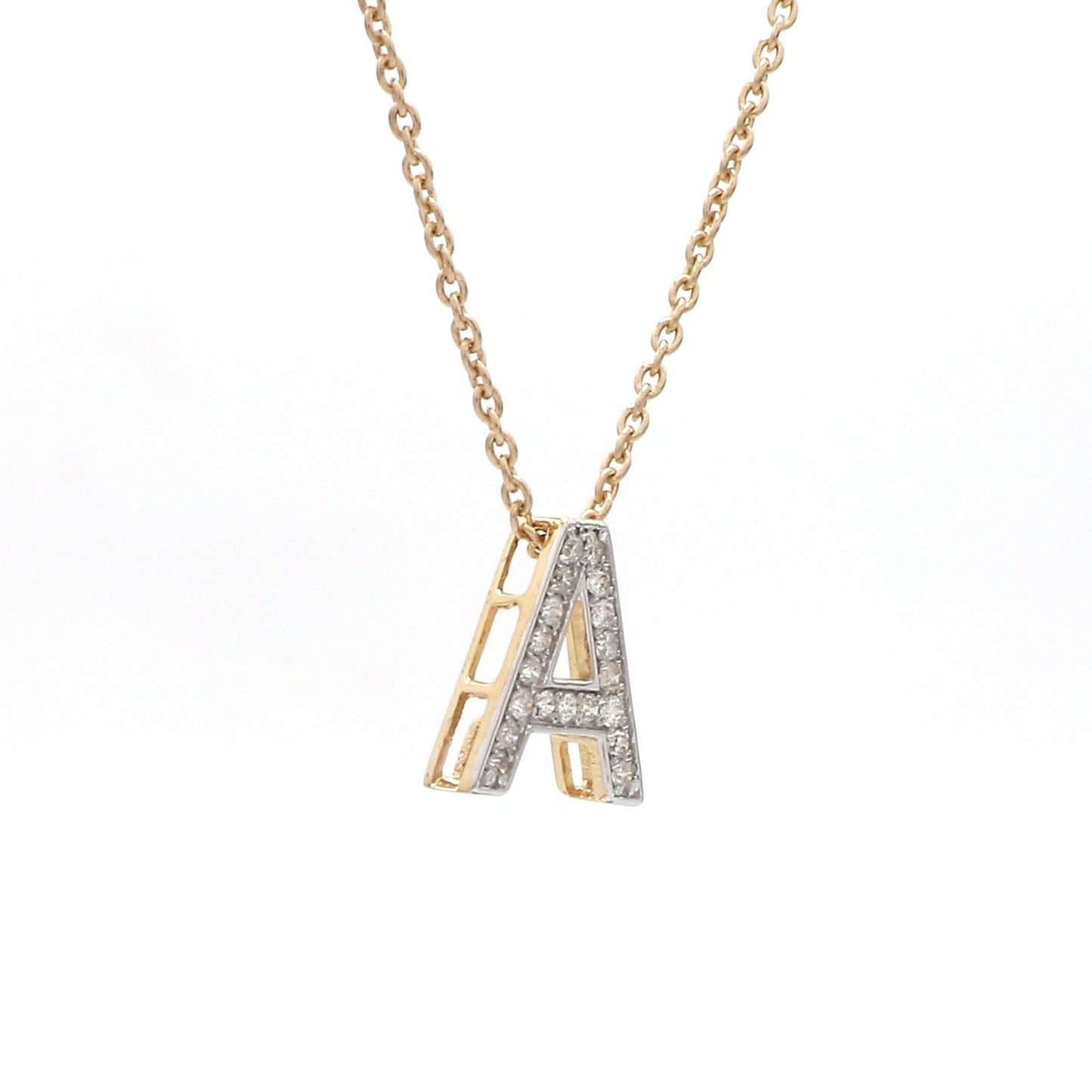 Alphabet A 0.11 TCW Solid 14 Kt Yellow Gold SI Clarity HI Color Diamond Charm Pendant