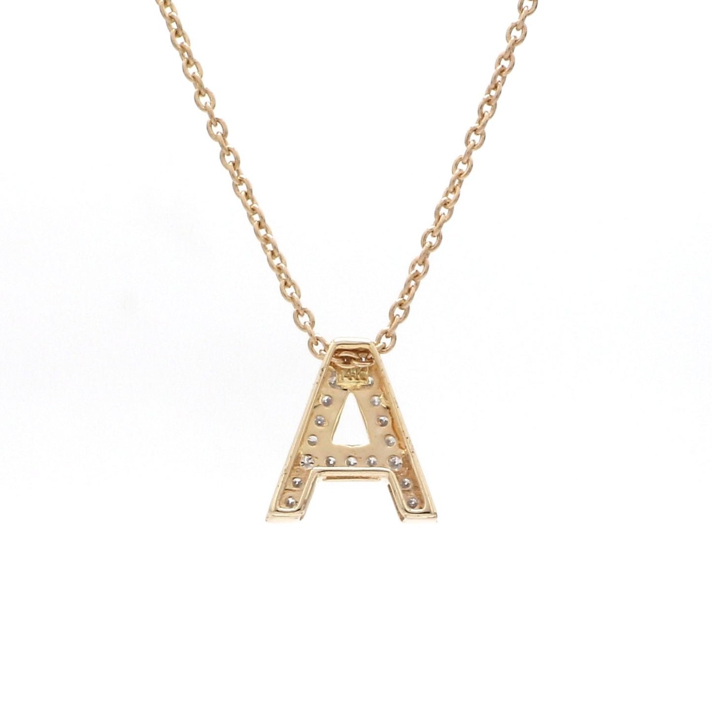 Alphabet A 0.11 TCW Solid 14 Kt Yellow Gold SI Clarity HI Color Diamond Charm Pendant