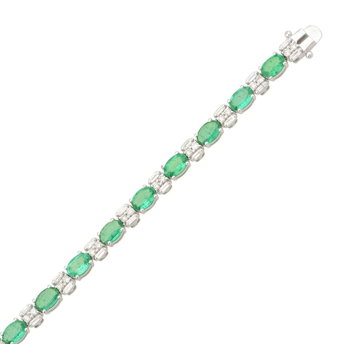 10k White Gold 7.50 TCW SI Clarity HI Color Diamond Zambian Emerald Gemstone |Jewelry For Women|Gold Bracelet |Anniversary Gift For Her