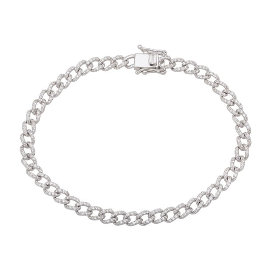 10k White Gold 1.60 TCW SI Clarity HI Color Diamond Bangle Bracelet |Curb Chain Diamond Bracelet |Diamond Bracelet |Chain Bracelet |Jewelry For Women